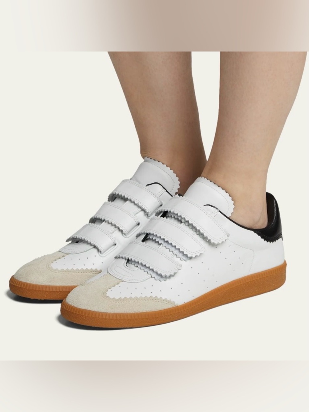 Isabel Marant Beth Velcro Sneakers White Black Suede Size 39 EU